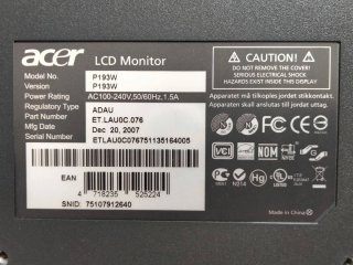 Monitor LCD Acer P193w 19