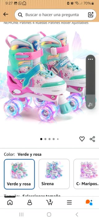 Patines Nemone 4 Ruedas Luces Talla Ajustable