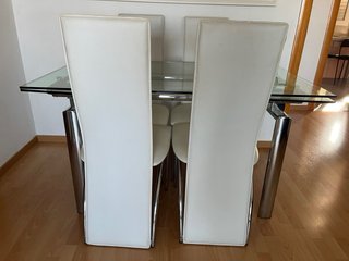 4 Sillas Comedor Piel Sintética Metal