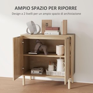 Mueble Multiusos de 2 Niveles con Estante Regulable en 3 Alturas, Mueble Contenedor con Patas de Madera de Pino, para Sala de Estar y Dormitorio, 78X40X77.5 Cm, Color Roble