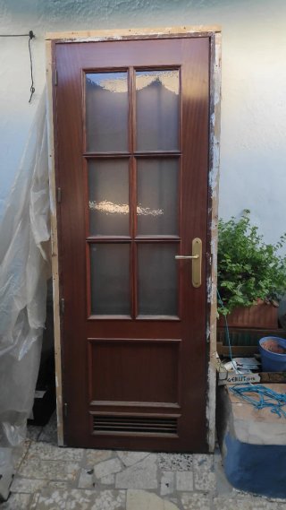 Puerta de paso madera con cristal