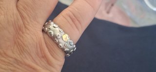 Anello unisex metallo argentato con dettagli dorat