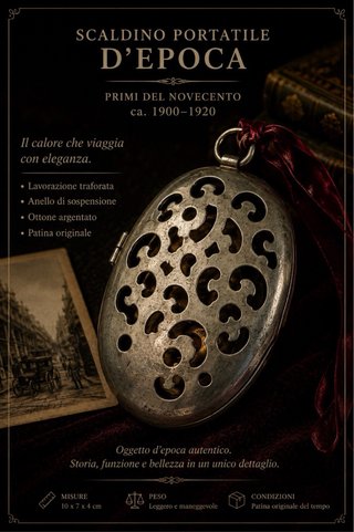 Scaldino antico da carrozza primi '900 argentato