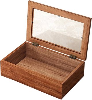 Cajita de madera con tapa de cristal