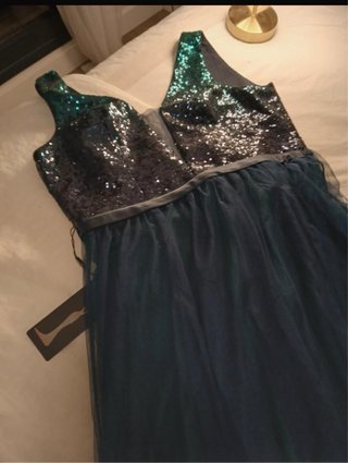 Vestido de fiesta tul, sin estrenar, verde y azul