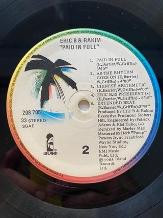 Vinilo LP Eric B. & Rakim - Paid In Full - 1988