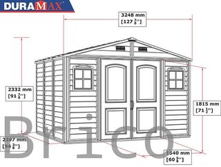 Caseta PVC Woodside 239x324x233 cm - Duramax