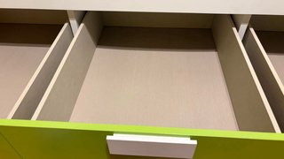 Cama nido juvenil blanca y verde con cajones