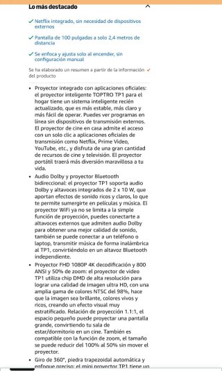 Proyector Portátil TOPTRO 4K A estrenar