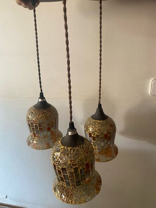 Lámpara Techo Vintage Cristal y Metal