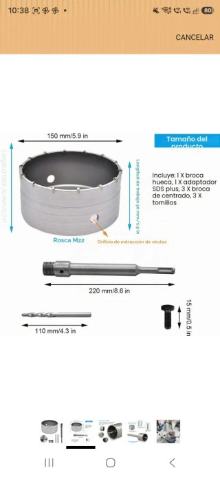 Broca Sierra Corona 150mm Metal/Hormigón