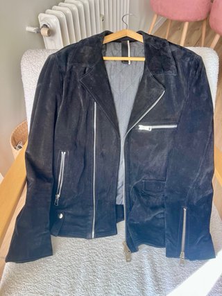 Chaqueta Piel 100 % Ante Negra Auténtica.