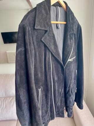 Chaqueta Piel 100 % Ante Negra Auténtica.