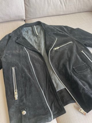 Chaqueta Piel 100 % Ante Negra Auténtica.