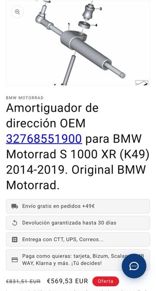 Amortiguador de dirección BMW s1000xr