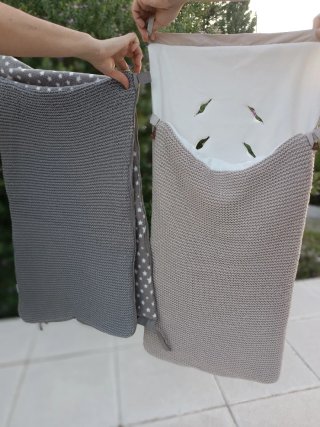 Saco estrellas gris y saco beige