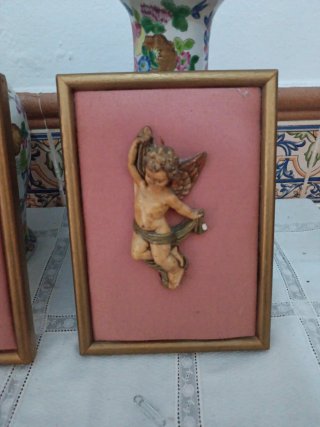 Pareja Angelitos Decoración Vintage