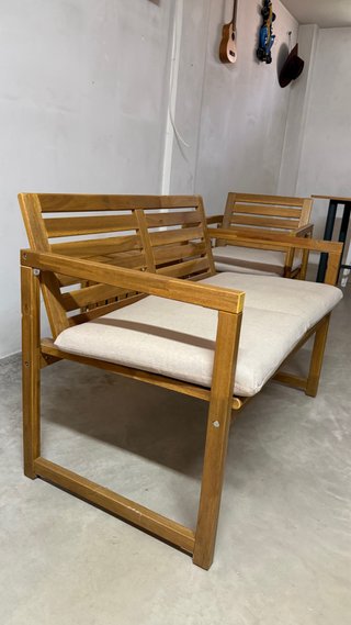 Conjunto Muebles Exterior Madera: Mesa Silla Banco