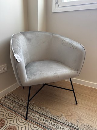 Sillón Banak Gris Terciopelo Nuevo