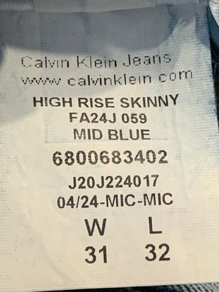 Calvin Klein Jeans High Rise Skinny W31 L32 /ES 40