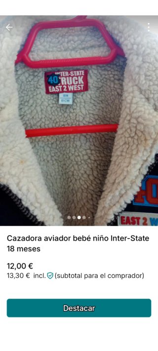 Cazadora aviador bebé niño Inter-State 18m