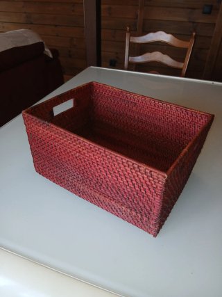 Cesta rectangular mimbre organizador