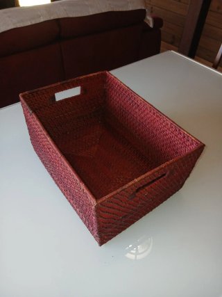 Cesta rectangular mimbre organizador