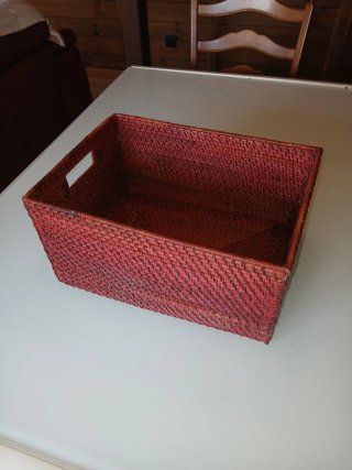 Cesta rectangular mimbre organizador