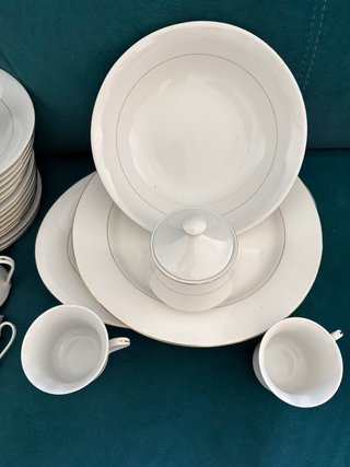 Vajilla Porcelana blancs Baño Oro