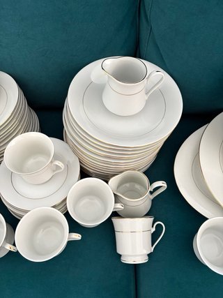 Vajilla Porcelana blancs Baño Oro