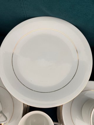 Vajilla Porcelana blancs Baño Oro