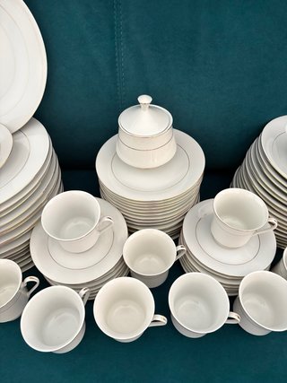Vajilla Porcelana blancs Baño Oro