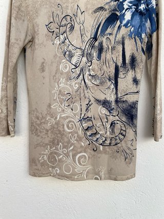Camiseta Punt Roma Beige Floral Abalorios