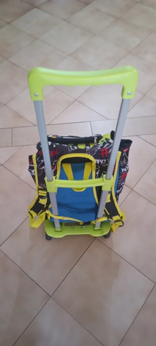 Trolley zaino pieghevole verde per bambini