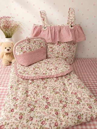 Bolso carrito, colcha capazo y neceser bebé floral