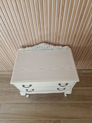 Mesita de noche vintage madera blanca