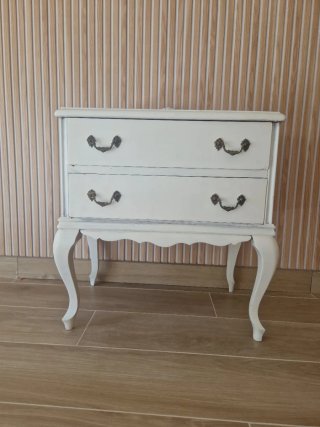 Mesita de noche vintage madera blanca