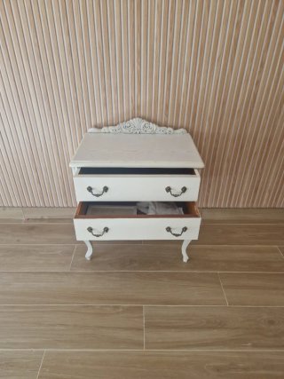 Mesita de noche vintage madera blanca
