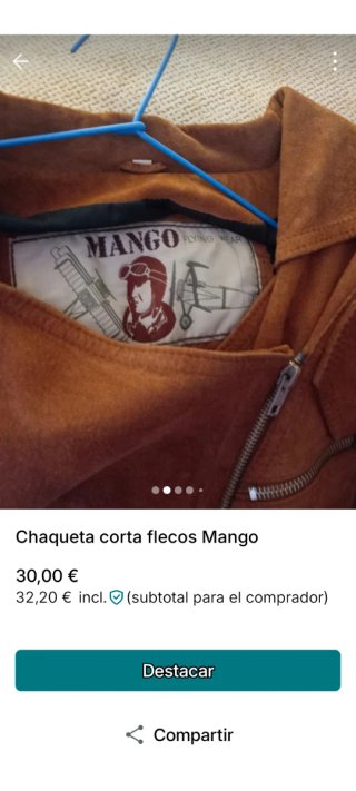 Chaqueta corta flecos Mango marrón
