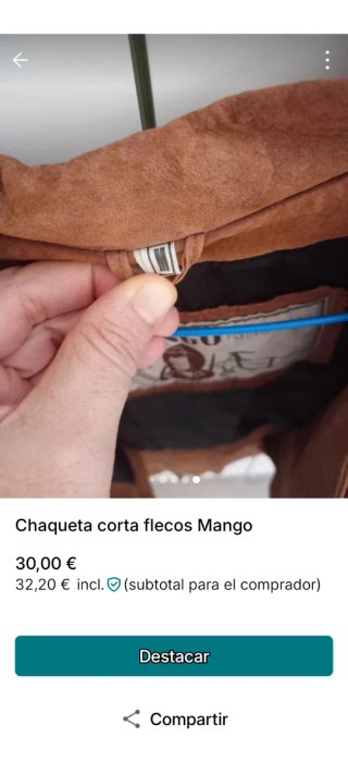 Chaqueta corta flecos Mango marrón