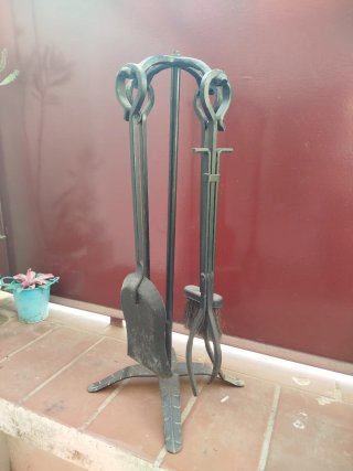 Set Utensilios Chimenea Metal Negro