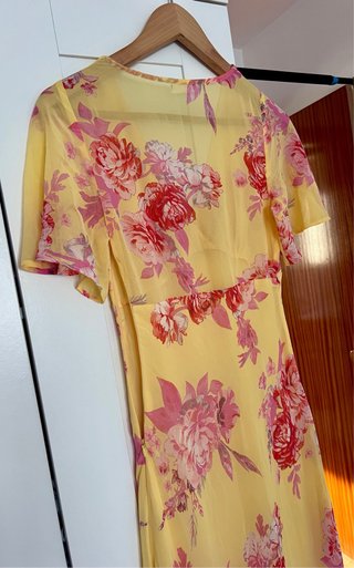 Vestido Mango flores amarillas y rosas