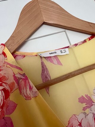 Vestido Mango flores amarillas y rosas