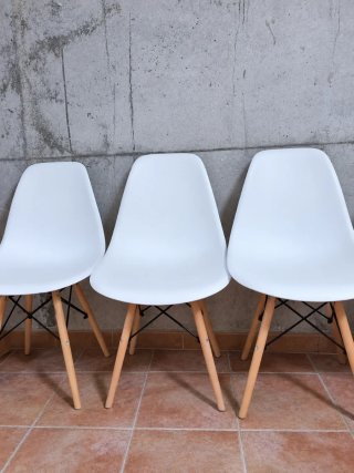 Lote 3 Sillas Blancas Diseño Moderno