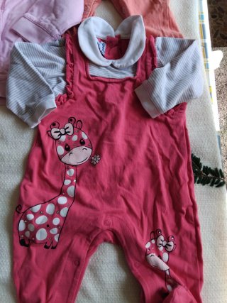 Set 4 pagliacetti e felpa bimba 3-6 mesi