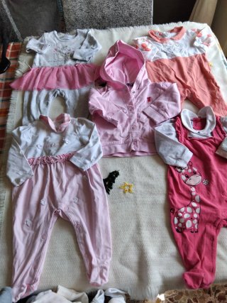 Set 4 pagliacetti e felpa bimba 3-6 mesi
