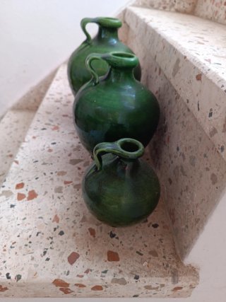 Juego de 3 jarrones verdes de cerámica