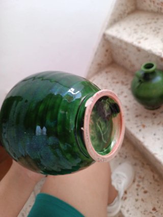 Juego de 3 jarrones verdes de cerámica