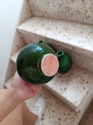 Juego de 3 jarrones verdes de cerámica
