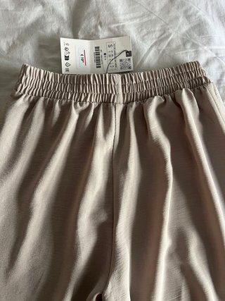 Pantalón Zara Lino Beige Talla S Nuevo